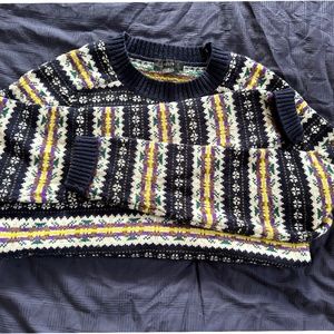 Striped Fair Isle Crewneck Sweater